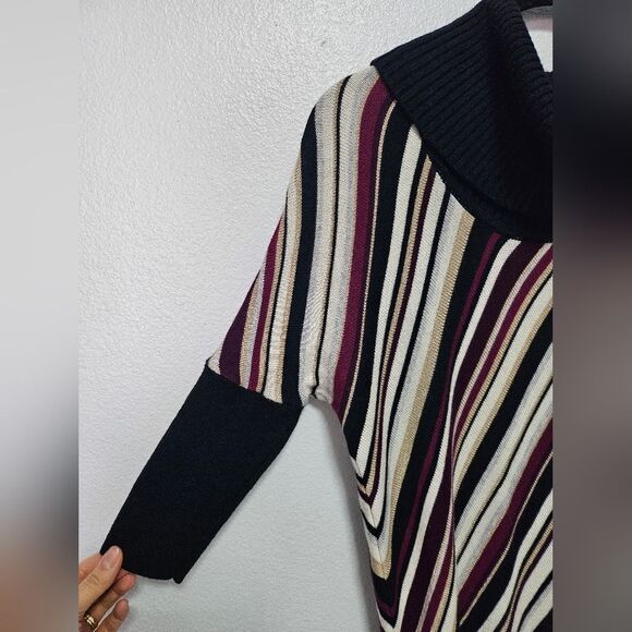 White House Black Market Cowl Neck Metallic Gold Burgundy Wool Blend Sweater XS - Picture 6 of 11